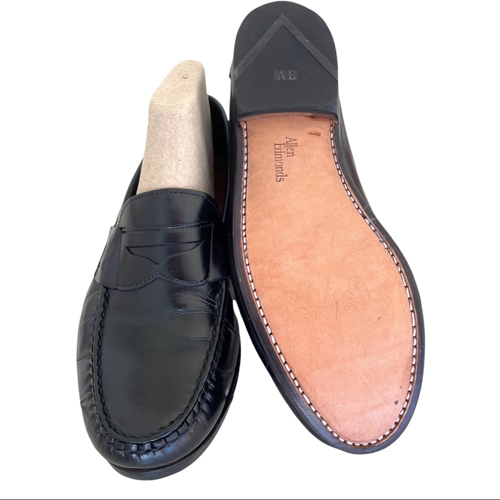 Allen Edmonds Mens Penny Loafers 8.5 3E Black Recrafted Insoles Outsoles